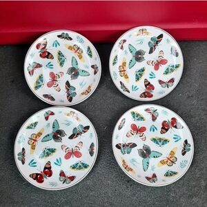 🔥Set of 4 Chelsea Bistro Fine Porcelain Butterfly Design 6" Saucers Plates
